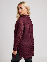 Yours Curve Purple London Zebra Burn Out Shirt - Image 4 of 5