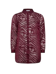 Yours Curve Purple London Zebra Burn Out Shirt - Image 5 of 5