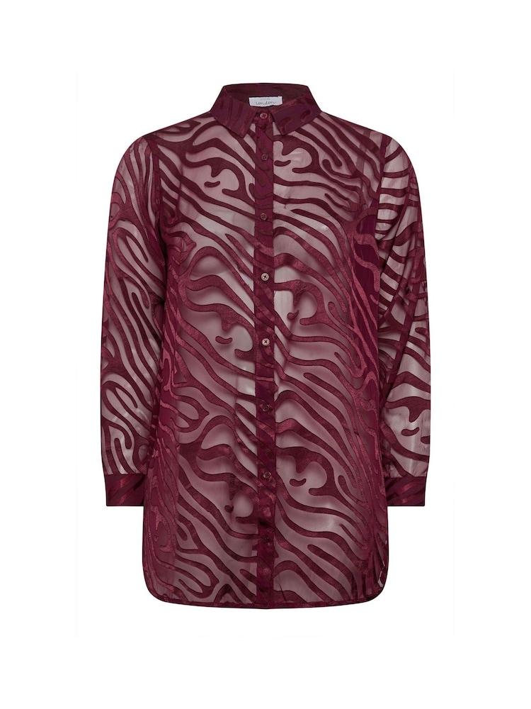 Yours Curve Purple London Zebra Burn Out Shirt - Image 5 of 5