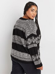 Yours Curve Black V-Neck Jumper - Image 4 of 5