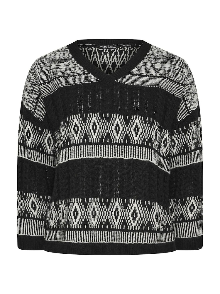 Yours Curve Black V-Neck Jumper - Image 5 of 5