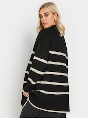Yours Curve Black High Neck Seam Detail Stripe Jumper - Image 3 of 5