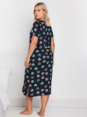 Yours Curve Blue Dotty Heart Midaxi 100% Cotton Nightdress - Image 3 of 5
