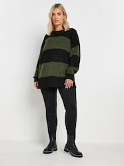 Yours Curve Green Elephant Stripe Jumper - Image 2 of 6
