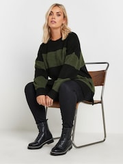 Yours Curve Green Elephant Stripe Jumper - Image 3 of 6