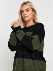 Yours Curve Green Elephant Stripe Jumper - Image 5 of 6