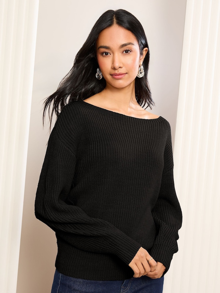 Friends Like These Black Off The Shoulder Jumper - Image 1 of 5