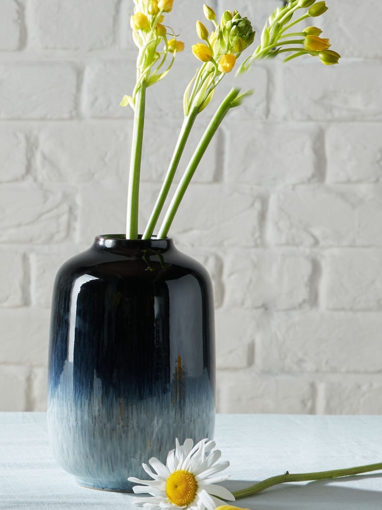 Denby Black Halo Small Barrel Vase - Image 1 of 4 Denby Black Halo Small Barrel Vase - Image 1 of 4