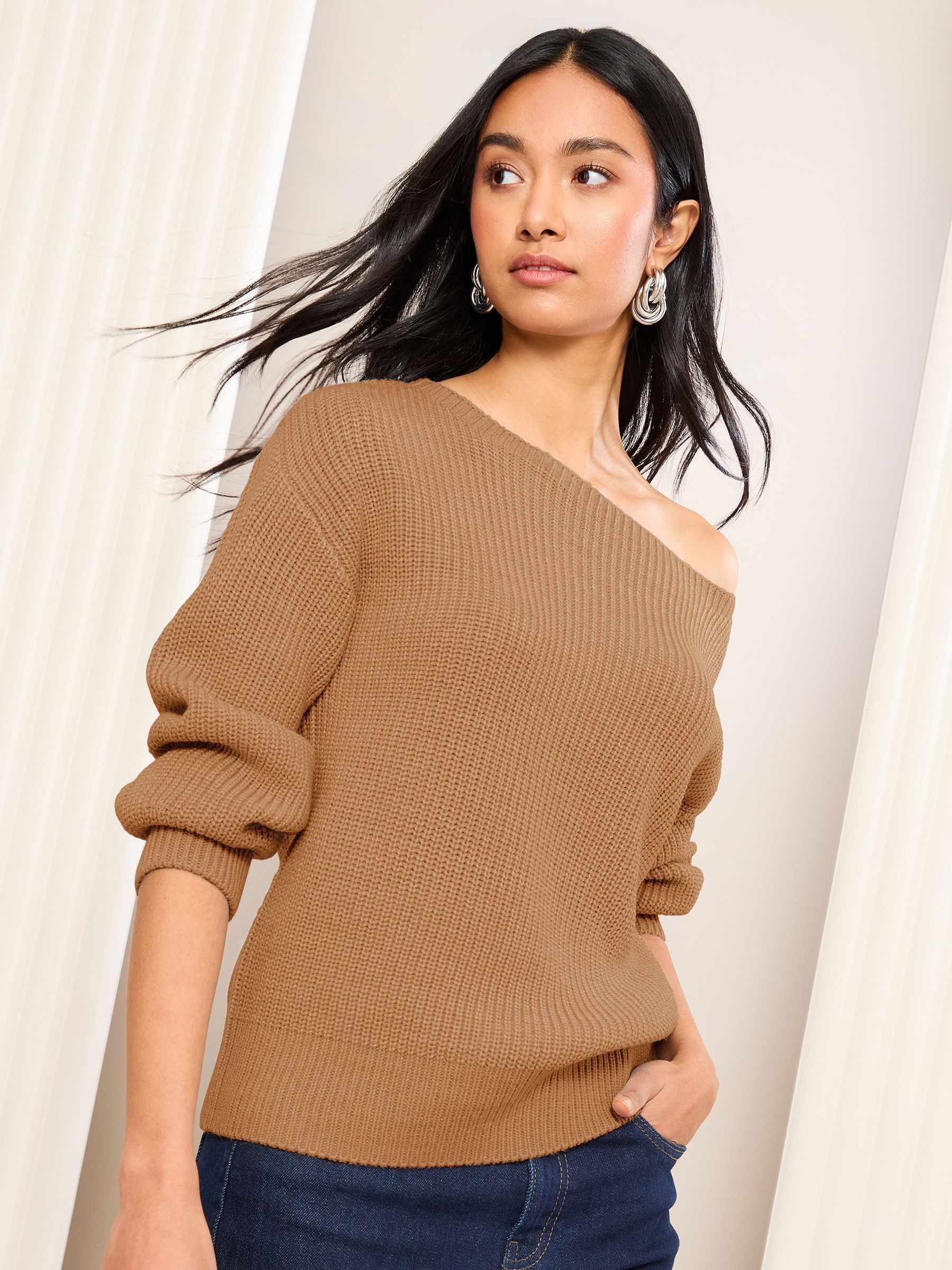 Buy Friends Like These Camel Brown Off The Shoulder Jumper Buy Friends Like These Camel Brown Off The Shoulder Jumper