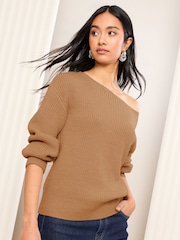 Friends Like These Camel Brown Off The Shoulder Jumper - Image 5 of 5
