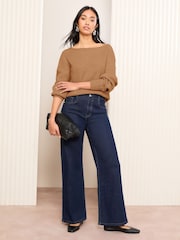 Friends Like These Camel Brown Petite Off The Shoulder Jumper - Image 2 of 4