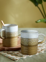 Denby Set of 2 Ochre Kiln Accents Ridged Mugs - Image 1 of 3