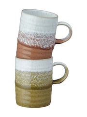 Denby Set of 2 Ochre and Rust Kiln Accents Ridged Mugs - Image 2 of 4