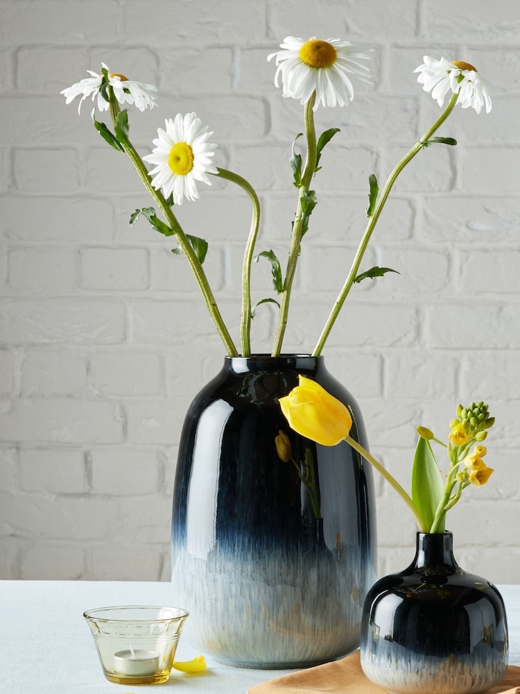 Denby Black Halo Large Barrel Vase - Image 1 of 4