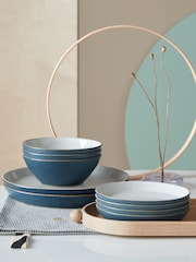 Denby 12 Piece Charcoal Blue Impression Tableware Dinner Set - Image 1 of 5