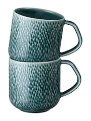 Denby Set of 2 Green Carve Large Mugs - Image 2 of 4
