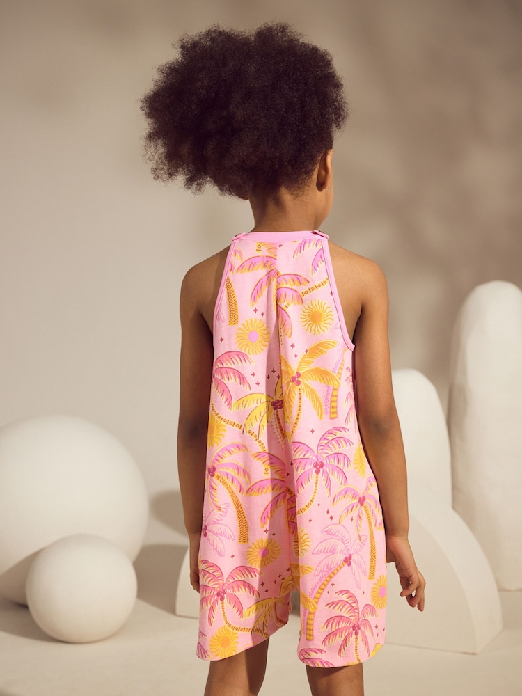 Pink 100% Cotton Palm Print Playsuit T-Shirt (3-16yrs) - Image 2 of 8 Pink 100% Cotton Palm Print Playsuit T-Shirt (3-16yrs) - Image 2 of 8
