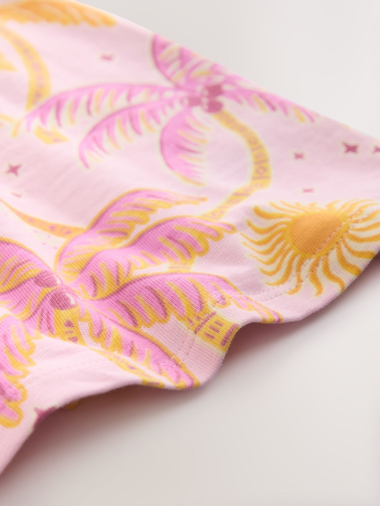 Pink 100% Cotton Palm Print Playsuit T-Shirt (3-16yrs) - Image 8 of 8 Pink 100% Cotton Palm Print Playsuit T-Shirt (3-16yrs) - Image 8 of 8