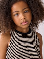 Black & White Puffball Crochet 100% Cotton Top and Shorts Set (3-16yrs) - Image 2 of 7