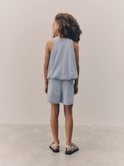 Blue Puffball Crochet 100% Cotton Top and Shorts Set (3-16yrs) - Image 4 of 10