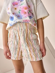 Ecru/Pink Floral Graphic 100% Cotton T-Shirt and Bloomer Shorts Set (3-16yrs) - Image 4 of 8