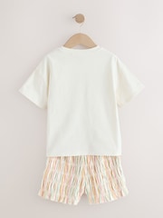 Ecru/Pink Floral Graphic 100% Cotton T-Shirt and Bloomer Shorts Set (3-16yrs) - Image 6 of 8
