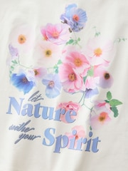 Ecru/Pink Floral Graphic 100% Cotton T-Shirt and Bloomer Shorts Set (3-16yrs) - Image 8 of 8