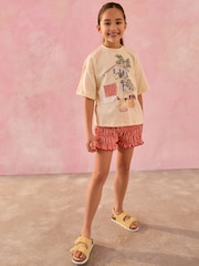 Ecru Graphic 100% Cotton T-Shirt and Bloomer Shorts Set (3-16yrs) - Image 2 of 3