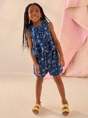 Blue Denim 100% Cotton Ditsy Floral Waistcoat Set (3-16yrs) - Image 2 of 4