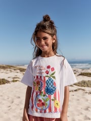 Cream Oversized Sequin Graphic Print T-Shirt (3-16yrs) - Image 1 of 8