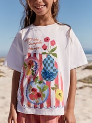 Cream Oversized Sequin Graphic Print T-Shirt (3-16yrs) - Image 2 of 8