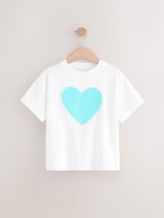 White Sequin Heart Print T-Shirt (3-16yrs) - Image 2 of 5