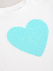White Sequin Heart Print T-Shirt (3-16yrs) - Image 5 of 5