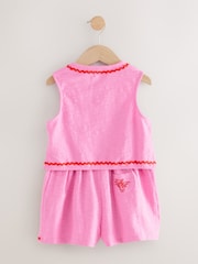 Pink Embroidered Waistcoat & Short Set (3-16yrs) - Image 7 of 10