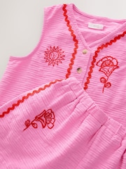 Pink Embroidered Waistcoat & Short Set (3-16yrs) - Image 9 of 10