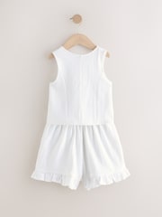 White Floral Waistcoat Shorts Set (3-16yrs) - Image 2 of 4