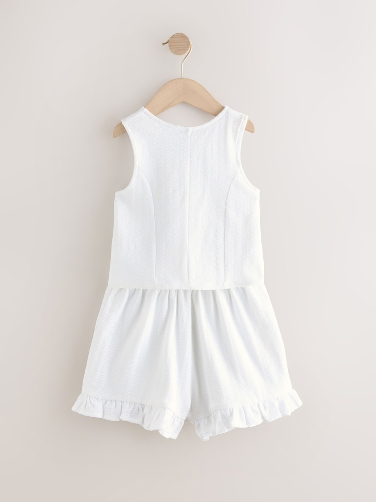 White Floral Waistcoat Shorts Set (3-16yrs) - Image 2 of 4