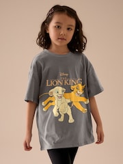 Antraciet - Oversized gelicenseerd Lion King 100% katoenen T-shirt (3 - 16 jr) - Image 1 of 4