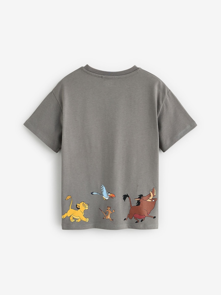 Antraciet - Oversized gelicenseerd Lion King 100% katoenen T-shirt (3 - 16 jr) - Image 3 of 4