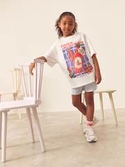 White/Blue Chilli Oversized 100% Cotton Graphic T-Shirt & Woven Shorts (3-16yrs) - Image 1 of 4
