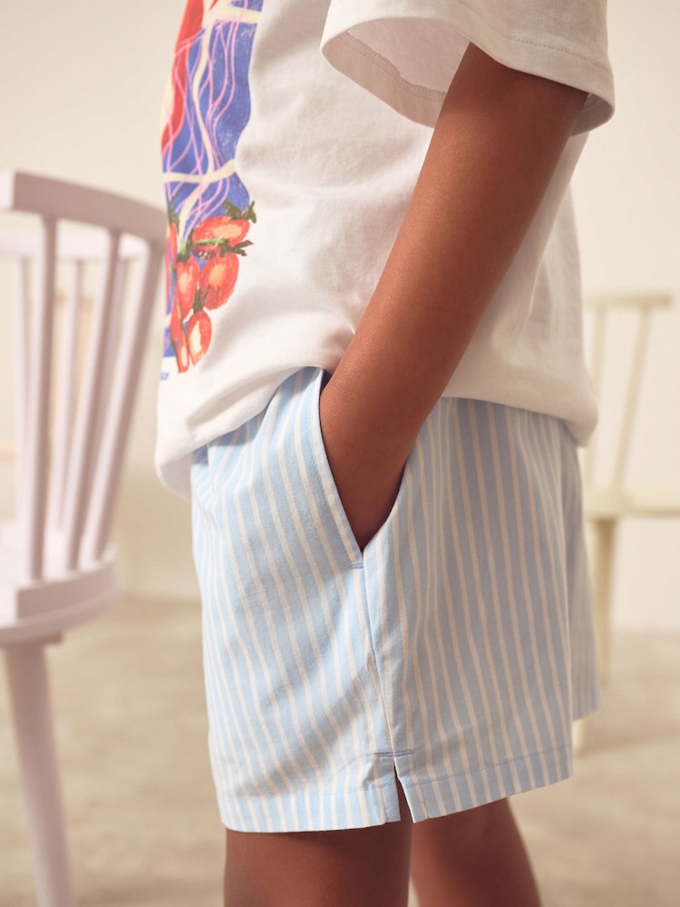 White/Blue Chilli Oversized 100% Cotton Graphic T-Shirt & Woven Shorts (3-16yrs) - Image 4 of 4