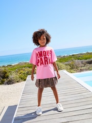 Animal/Pink Oversized T-Shirt and Bubble 100% Cotton Skirt Set (3-16yrs) - Image 2 of 11