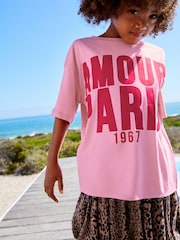 Animal/Pink Oversized T-Shirt and Bubble 100% Cotton Skirt Set (3-16yrs) - Image 3 of 11
