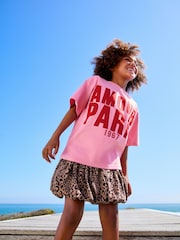 Animal/Pink Oversized T-Shirt and Bubble 100% Cotton Skirt Set (3-16yrs) - Image 5 of 11