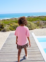 Animal/Pink Oversized T-Shirt and Bubble 100% Cotton Skirt Set (3-16yrs) - Image 6 of 11