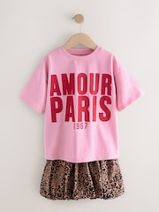 Animal/Pink Oversized T-Shirt and Bubble 100% Cotton Skirt Set (3-16yrs) - Image 7 of 11