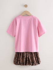 Animal/Pink Oversized T-Shirt and Bubble 100% Cotton Skirt Set (3-16yrs) - Image 9 of 11