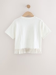 White Sequin Sun Fringe 100% Cotton T-Shirt (3-16yrs) - Image 2 of 4