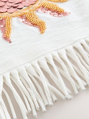 White Sequin Sun Fringe 100% Cotton T-Shirt (3-16yrs) - Image 3 of 4