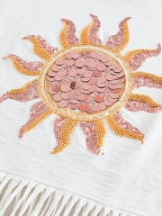 White Sequin Sun Fringe 100% Cotton T-Shirt (3-16yrs) - Image 4 of 4